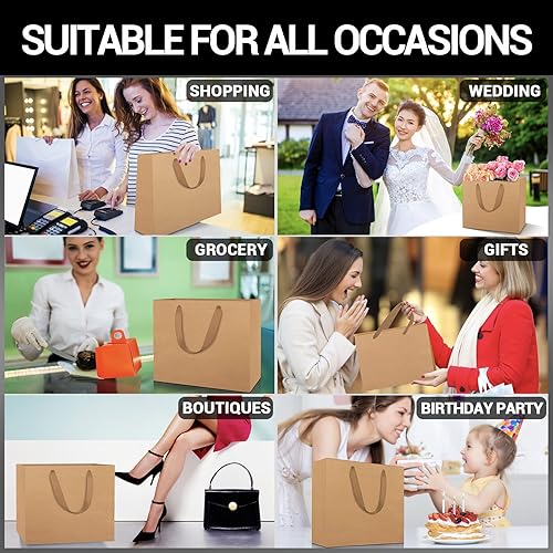 Miniatura 5 de EUSOAR Bolsas grandes para envolver regalo a granel, 20 bolsas de papel kraft de 12.5 x 4.5 x 11 pulgadas con asas, bolsas de envoltura de