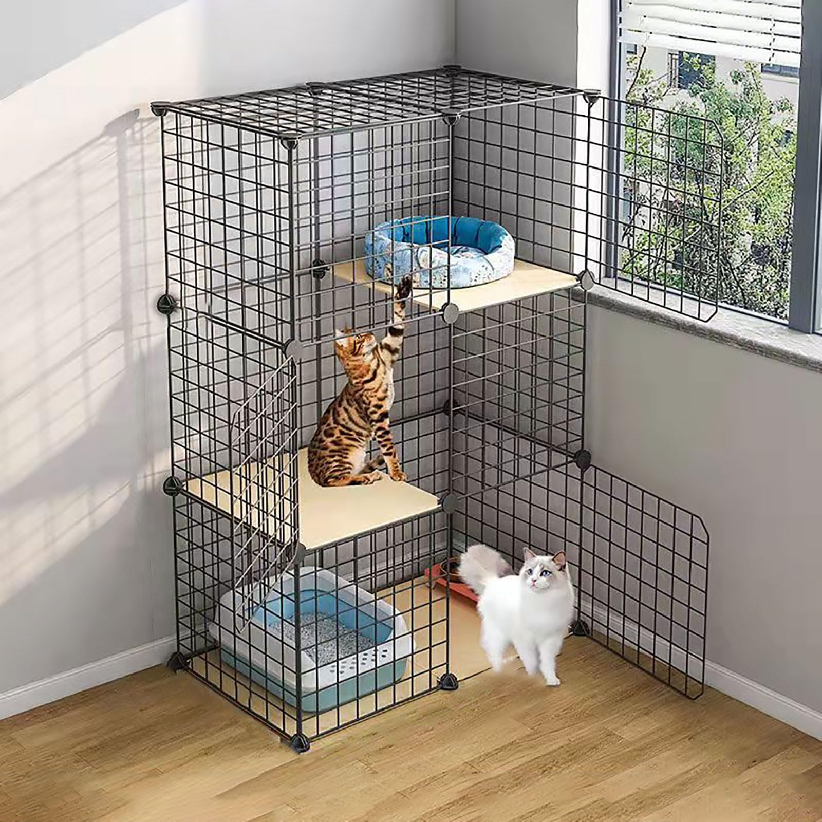 Gabbie per Gatti, recinto per Gatti Fai da Te, recinto per Gatti da Esterno, Gabbia per Piccoli Animali Staccabile, Cuccia per Cuccioli, mobiletto per Gatti - per Piccoli Animali Domestici,