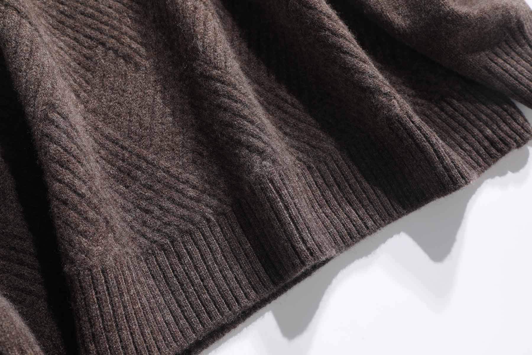 Jersey 100% Merino para Hombre Suéter de Punto Trenzado con Cuello Redondo y Manga Larga Casual Lana de Invierno