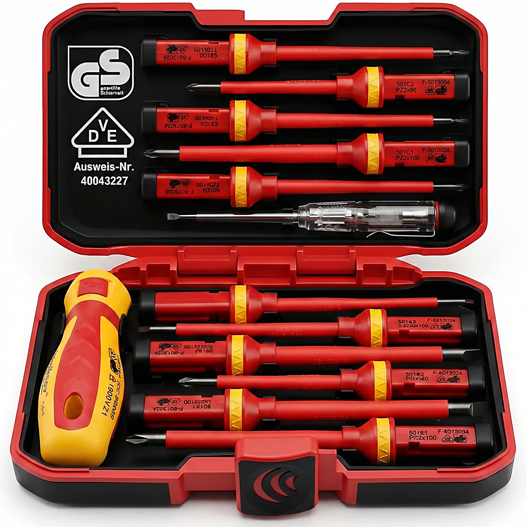 1000V Insulated Electrician Screwdriver Set - 13-Piece Professional Electrical Screwdriver Set Insulation Handle CRV Steel Magnetic Phillips Slotted Pozi Torx Tips VDE & GS Certified