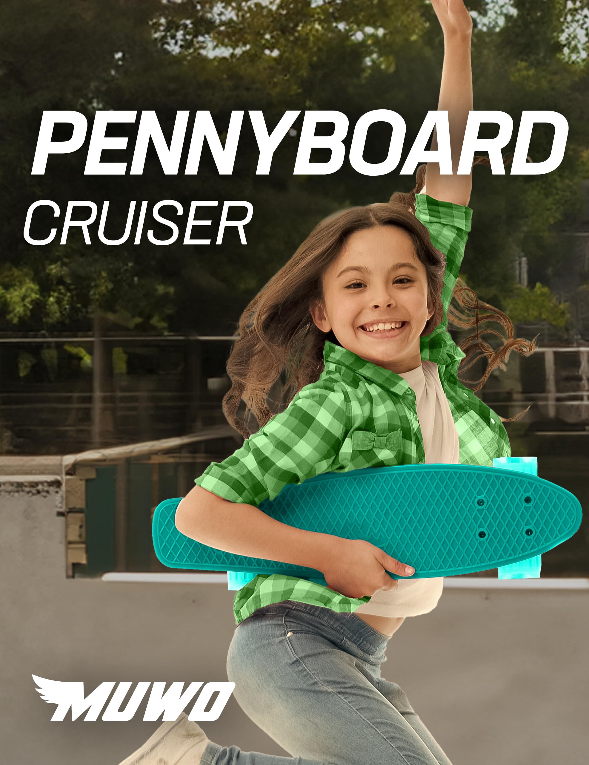 MUWO Cruiser Penny Board Mini skateboard de style rétro avec roues en polyuréthane, 55 cm de long pour débutants et professionnels