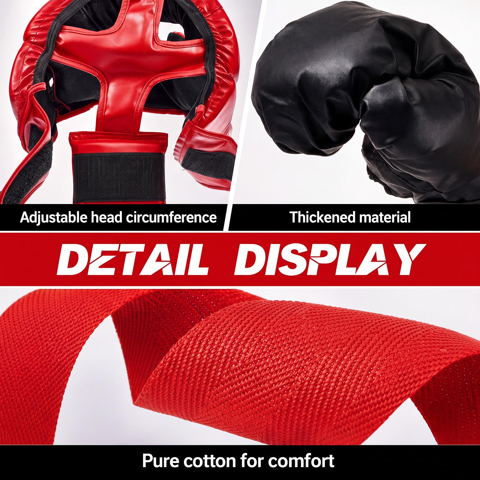 Kanayu Juego de 12 piezas de equipo de boxeo para principiantes de 6 a 18 años, incluyendo casco de boxeo y guantes, vendas de mano, protectores bucales deportivos, equipo de entrenamiento de