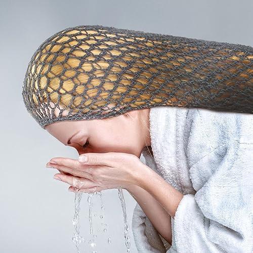 Miniatura 3 de Waydress 3 piezas de malla de ganchillo de pelo de rayón tejido de red de punto de redecilla de 20 pulgadas gorro de dormir de ganchillo para
