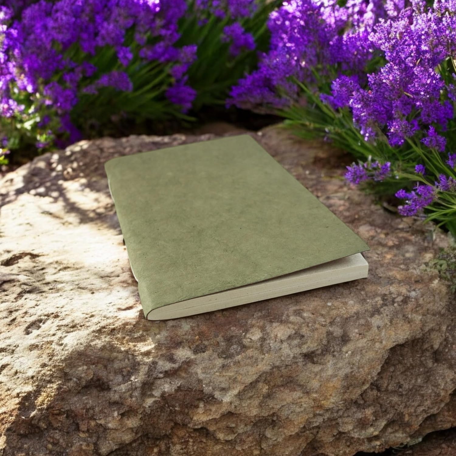 Nepali Companion Notebook with Handmade Paper and Vegetable-Dyed Cover, Vintage 5.5x8.5 inch Composition Notebook for Office, School, and Home, Handcrafted in Nepal (Medium, Sage)