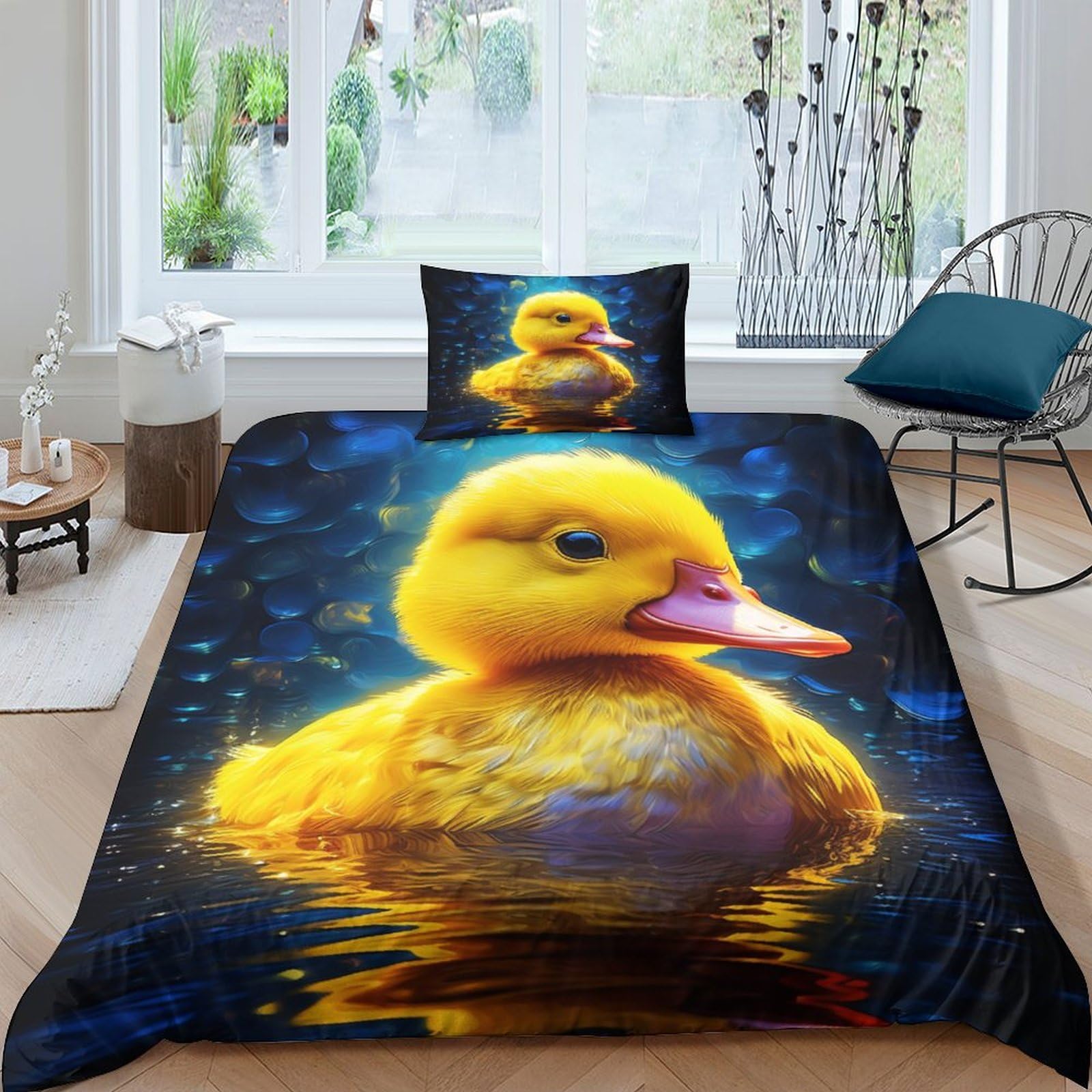 Parure de lit animal 3D 135x200cm en microfibre souple avec housse de couette et taie d'oreiller