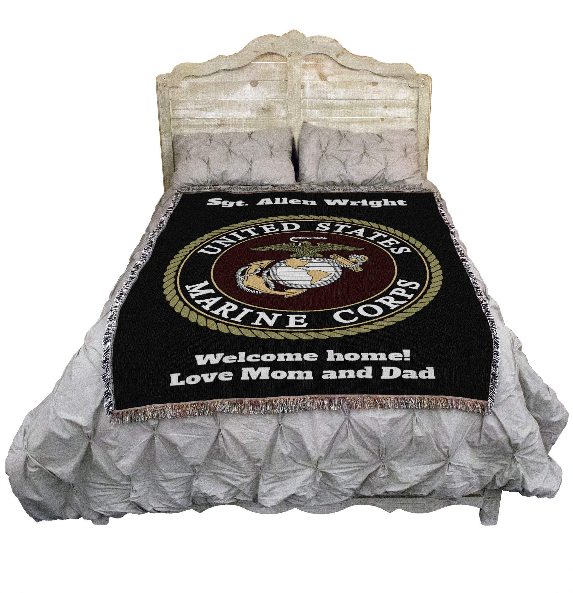 Pure Country Weavers US Marine Corps - Proud Mom Emblem Blanket - Gift Military Tapestry Throw Woven from Cotton - Made in the USA (72x54