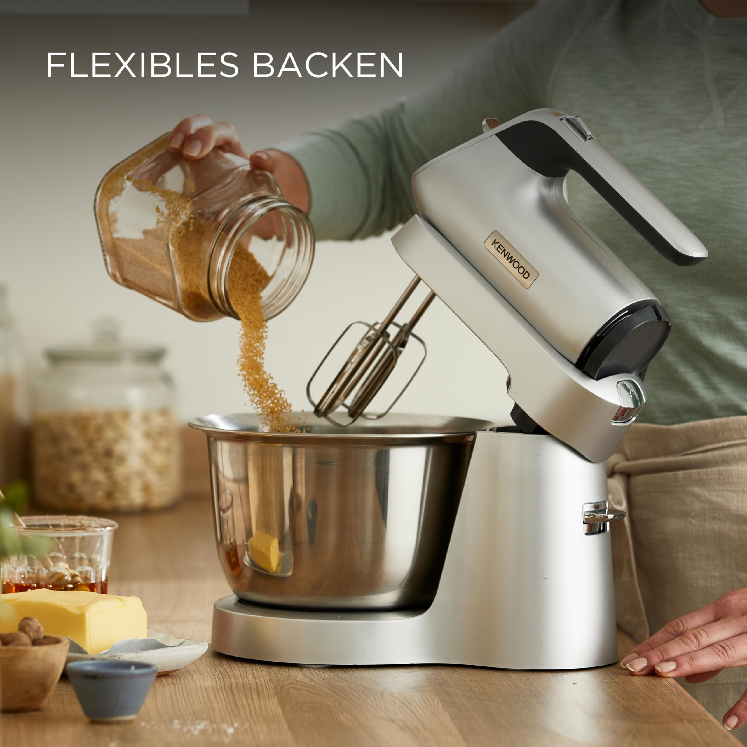 Kenwood Chefette HMP54.000SI - Handmixer und Küchenmaschine in einem, 3,5 l Edelstahl-Schüssel, variable Geschwindigkeit + Pulse-Funktion, 650 Watt, Silber