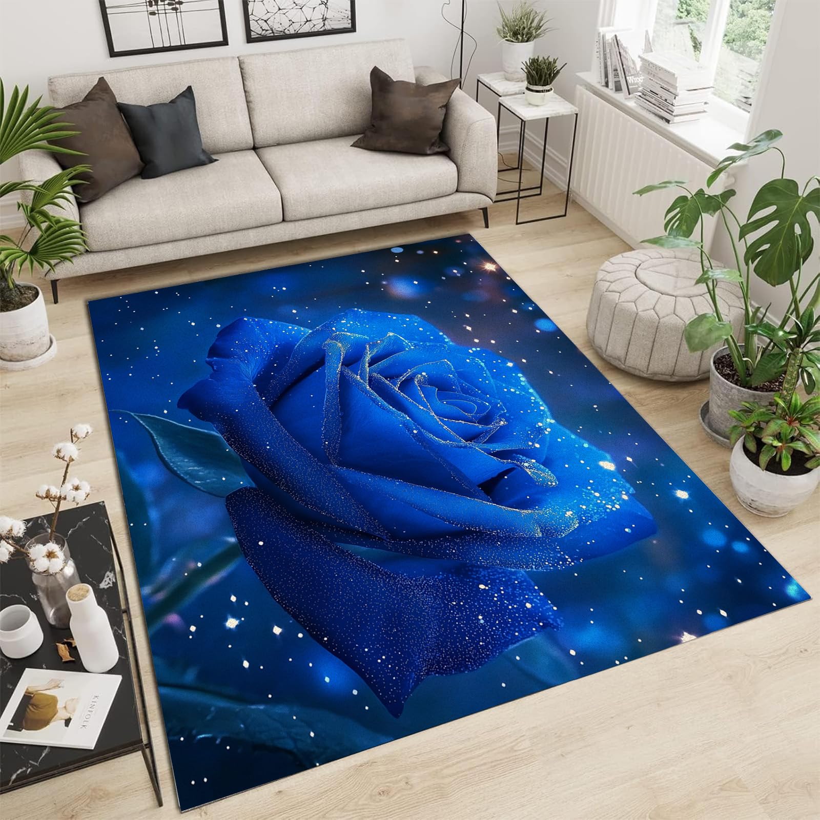 Tapis moderne fleurs du ciel étoilé grand tapis de salon 200x300cm poils ras intérieur