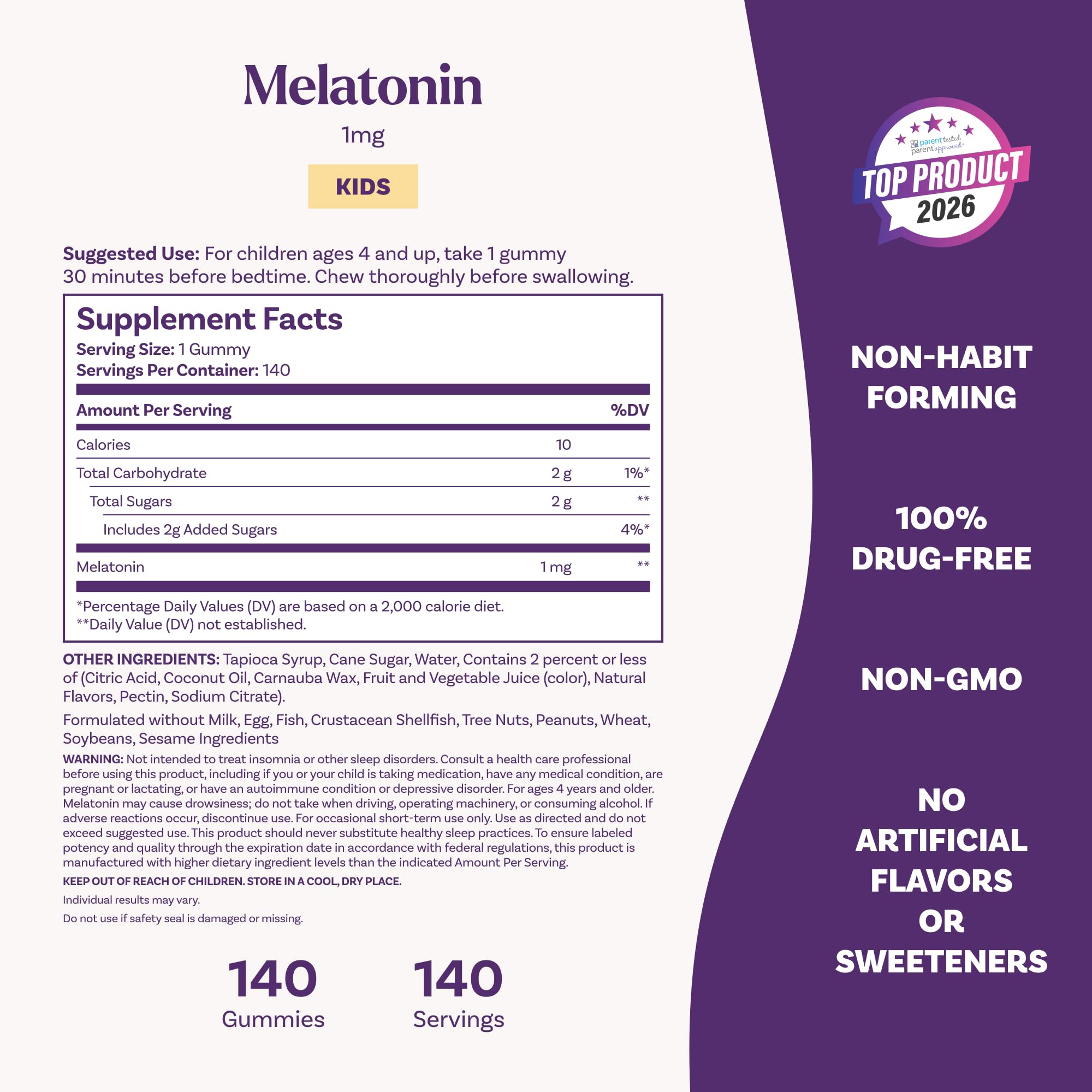 Natrol Kids Melatonin Gummies 1mg, Restful Sleep, 140 Raspberry Gummies — Amazon image 5