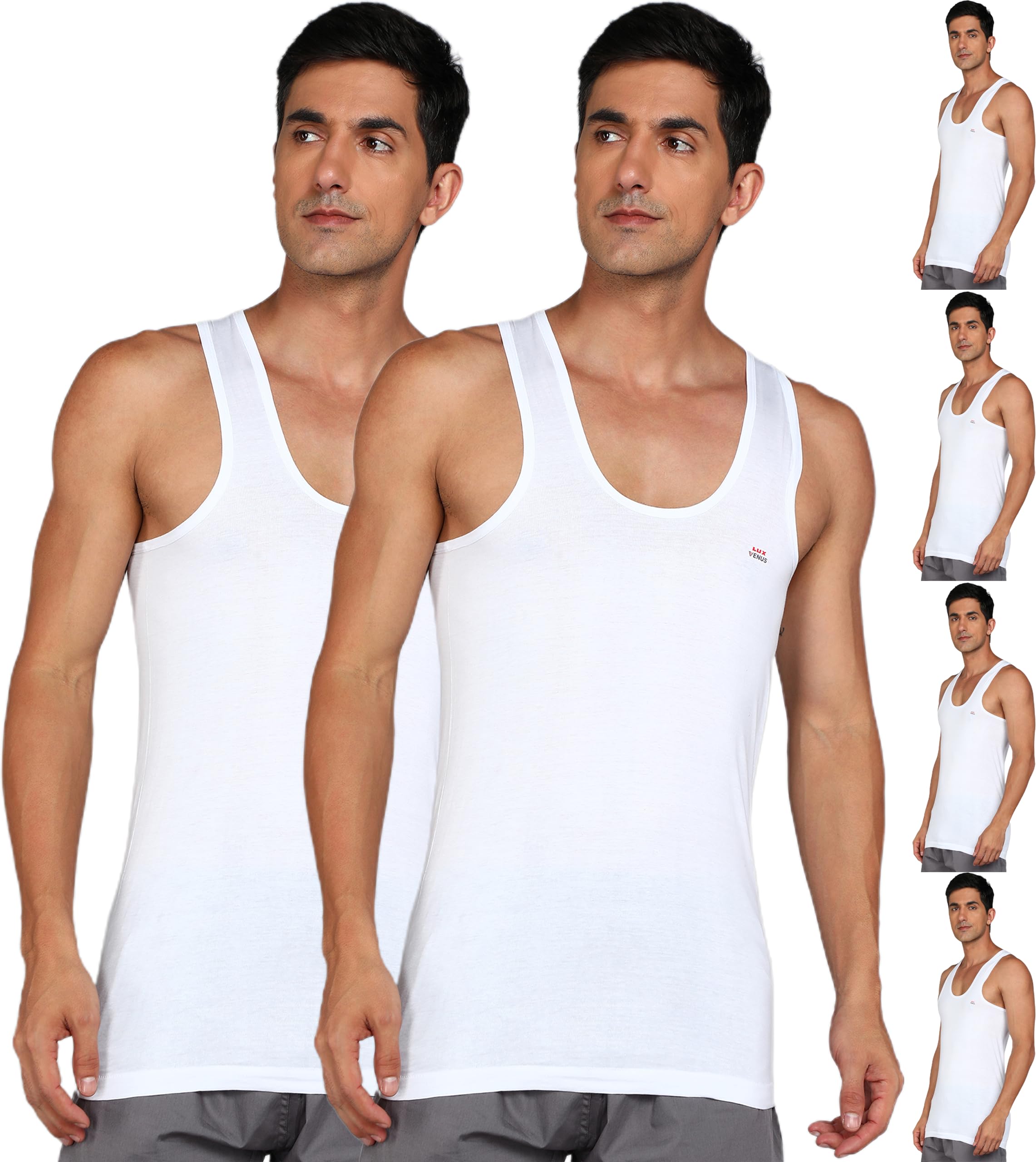lux venus Men's Round Neck Sleeveless Cotton Vest (Pack of 6)-picture-36