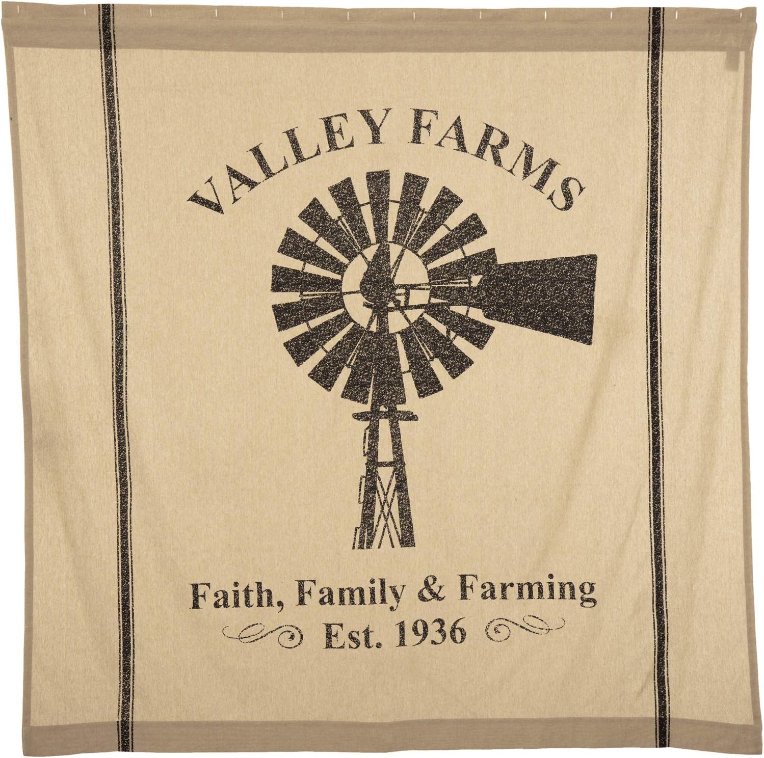 Pine Valley Quilts Valley Farms Windmill Shower Curtain 72 x 72 Faith, Family & Farming