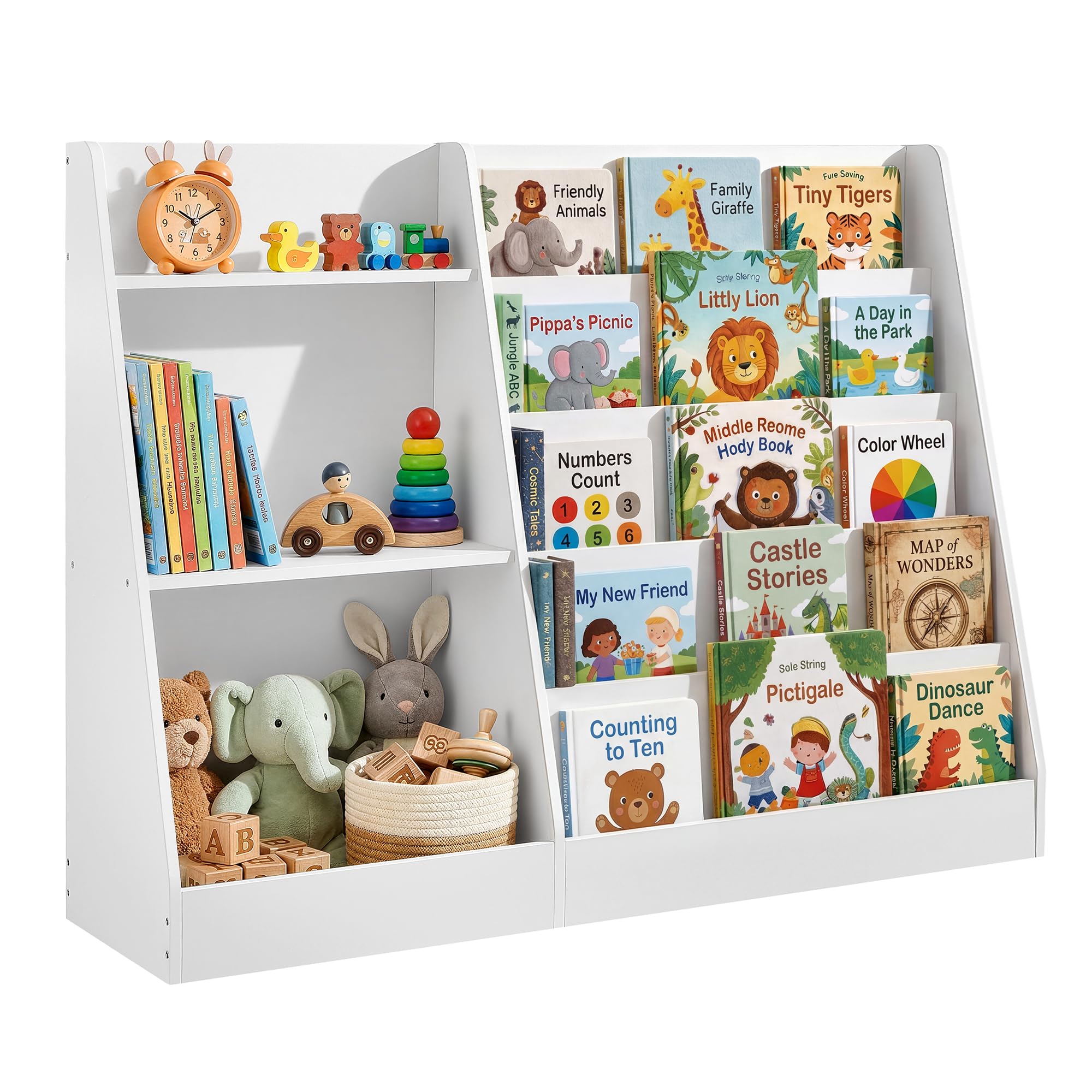 SONGMICS Custos Kollektion - Bücherregal Kinder, Spielzeugregal, Kinderregal, Montessori Regal mit 5 Ebenen, Kinderzimmer-Regal, für Leseecke, 30 x 103,6 x 80 cm, wolkenweiß GKR077WZ01
