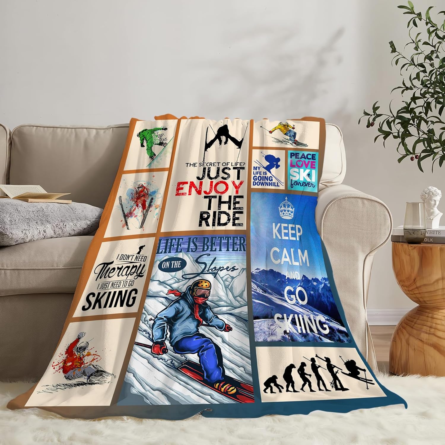 reoqeosy Skiing Blanket Ski Lovers Throw Blankets Cozy Plush Flannel Skiing Sports Blanket Gifts for Girls Boys Women Men 50"x40" - Image 4
