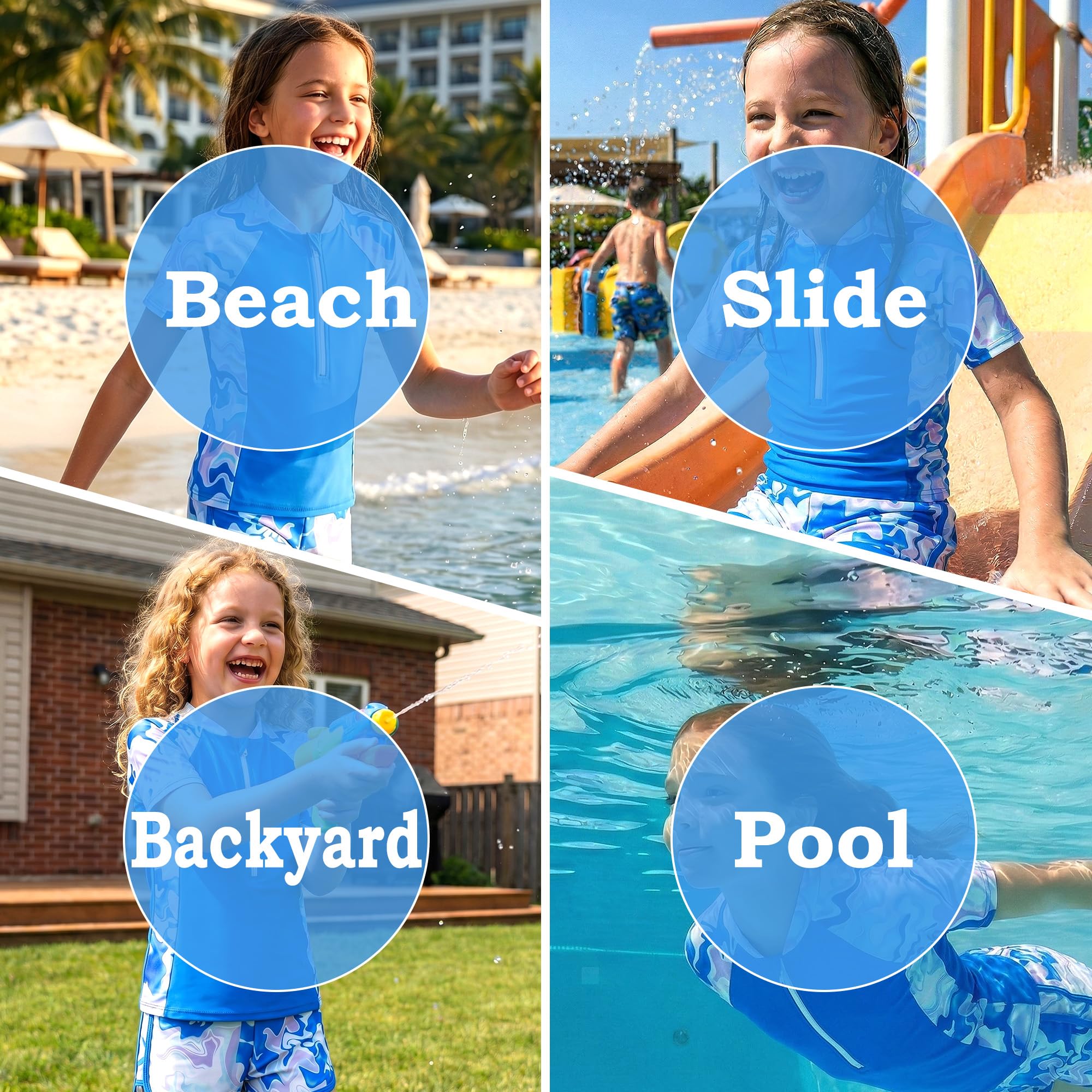 Badeanzüge für Mädchen Kurze Ärmel Schwimmanzug mit Shorts Zweiteilige Blumenmuster Badeanzug Schnelltrocknen 1/2 Zip Oberteile + Badehose 2-teiliges Set Bademode für 5-14 Jahre