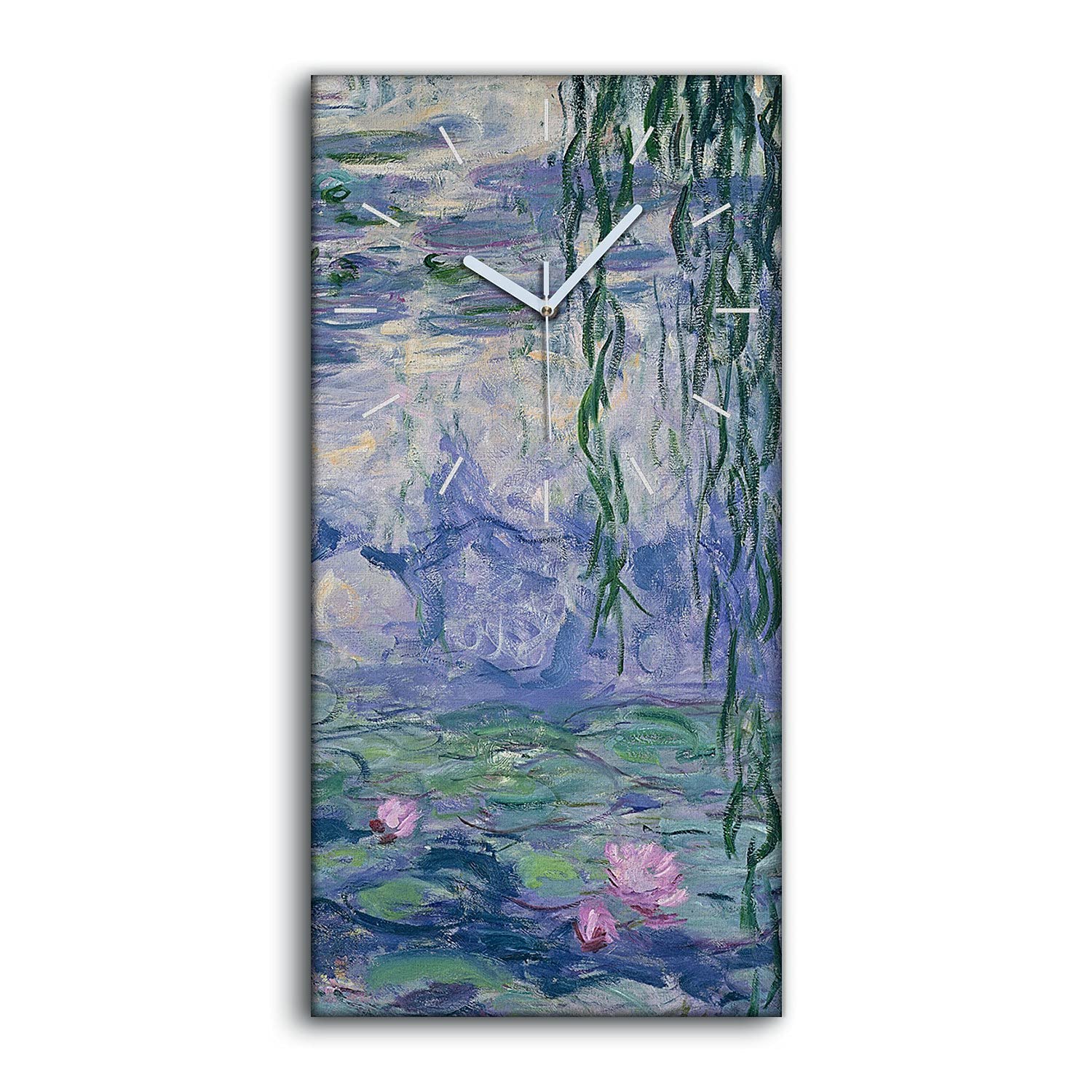 Horloge sur toile 30x60cm tableau mural moderne de salon et chambre lis
