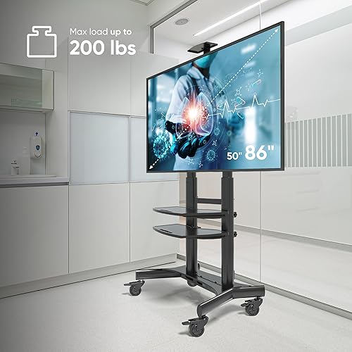 Miniatura 2 de ONKRON Soporte de TV móvil para televisores de 32 a 65 pulgadas de hasta 110 libras, soporte de TV de altura ajustable con ruedas máx. 600 x 400