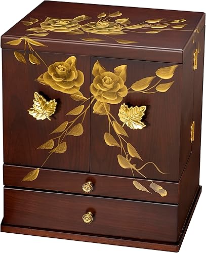 Xloverise organizadores de maquillaje, Pintar a mano de madera maciza organizadores de cuidado de la piel, organizador de cosméticos con 2 cajones