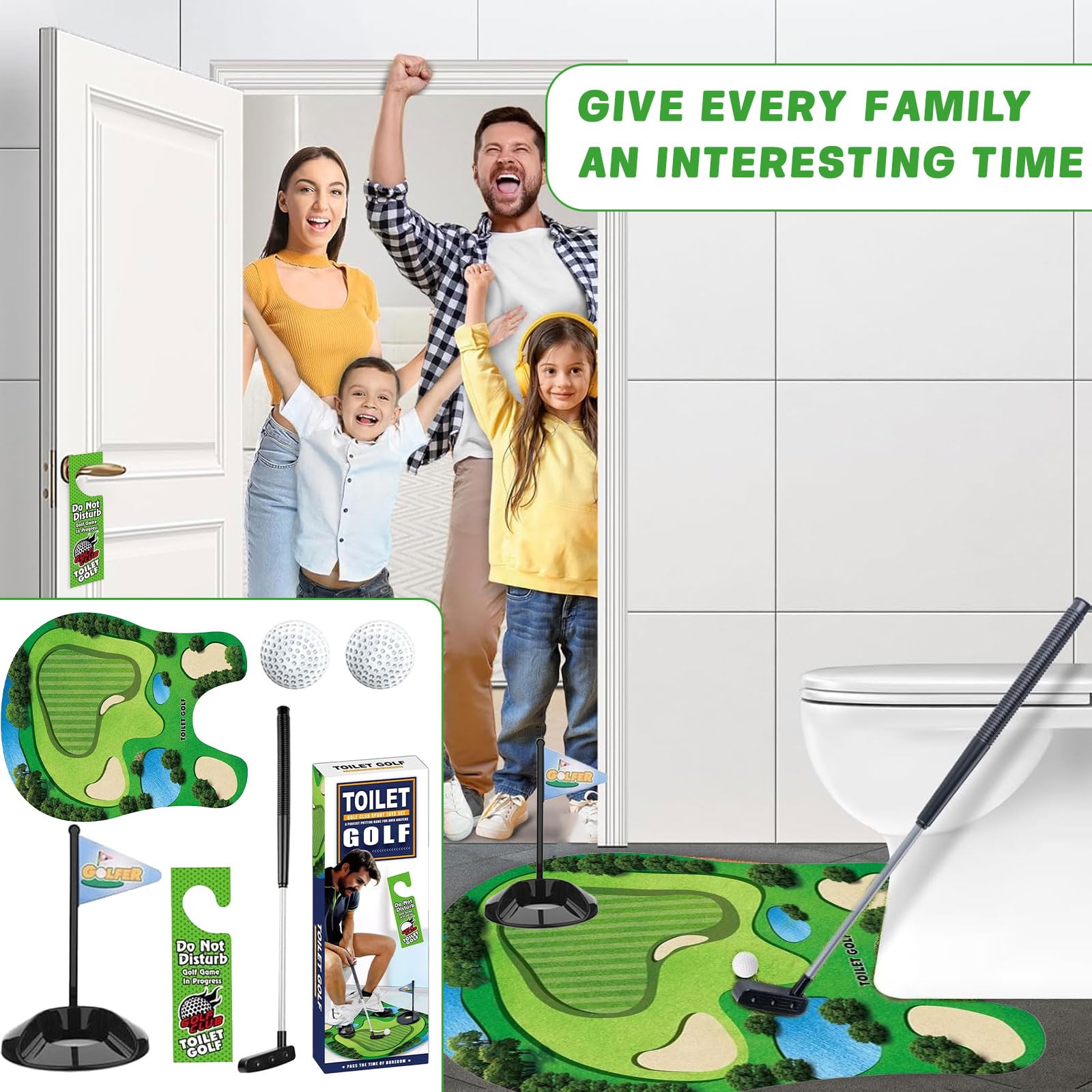 WiDream Set de Regalo de Golf para Inodoro, Juego de Baño para Práctica de Mini Golf