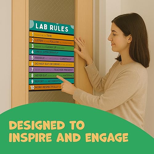 Miniatura 6 de Hubble Bubble Kids Pósters de aula de ciencias - 4 carteles educativos de método científico CER, reglas de laboratorio y seguridad, método