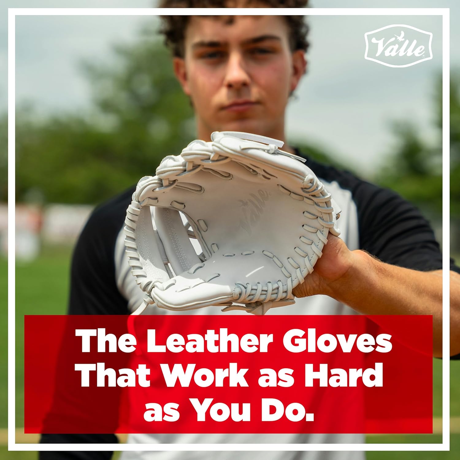 Valle Pro 975 Kip Leather Infield Baseball Training Glove - Right & Left Hand Throw - Youth Softball Mitt for Boys & Girls - Sure Catch, Fielding Practice & Training Equipment - White, 9.75"