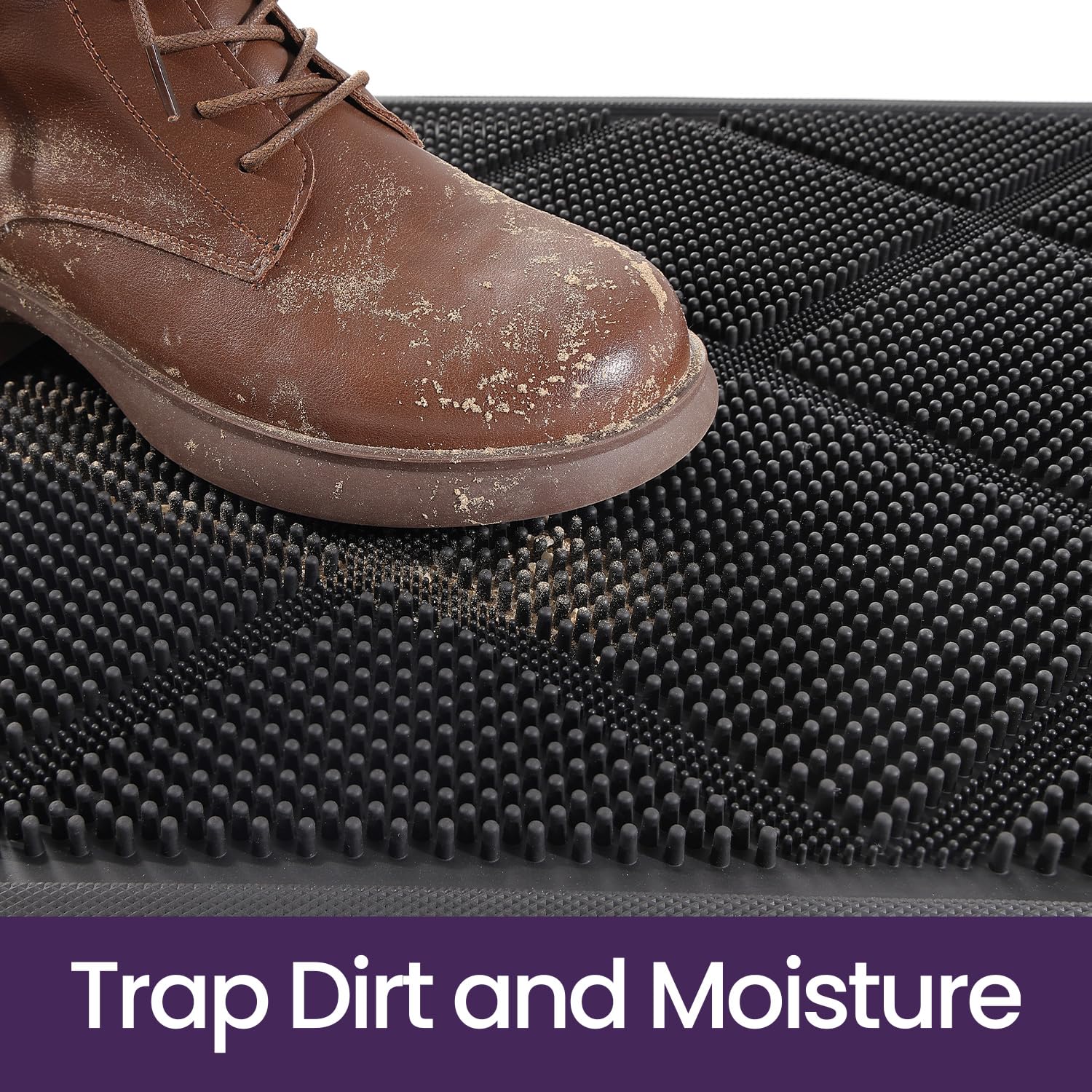 DEXI Door Mat, Non-slip Dirt Scraper Outdoor Mats with Drainage Holes - Image 4