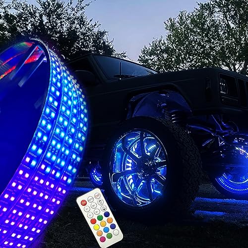 Kit de luz LED de doble fila de 15.5 pulgadas de color para anillo de rueda, flujo de baile, IP68, impermeable, más brillante, luz estroboscópica