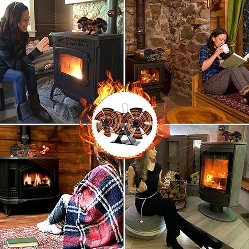Miniatura 3 de Uniflasy Ventilador de estufa de leña alimentado por calor, ventilador activado por calor de 12 aspas para estufa de leñapelletquemador de troncos,