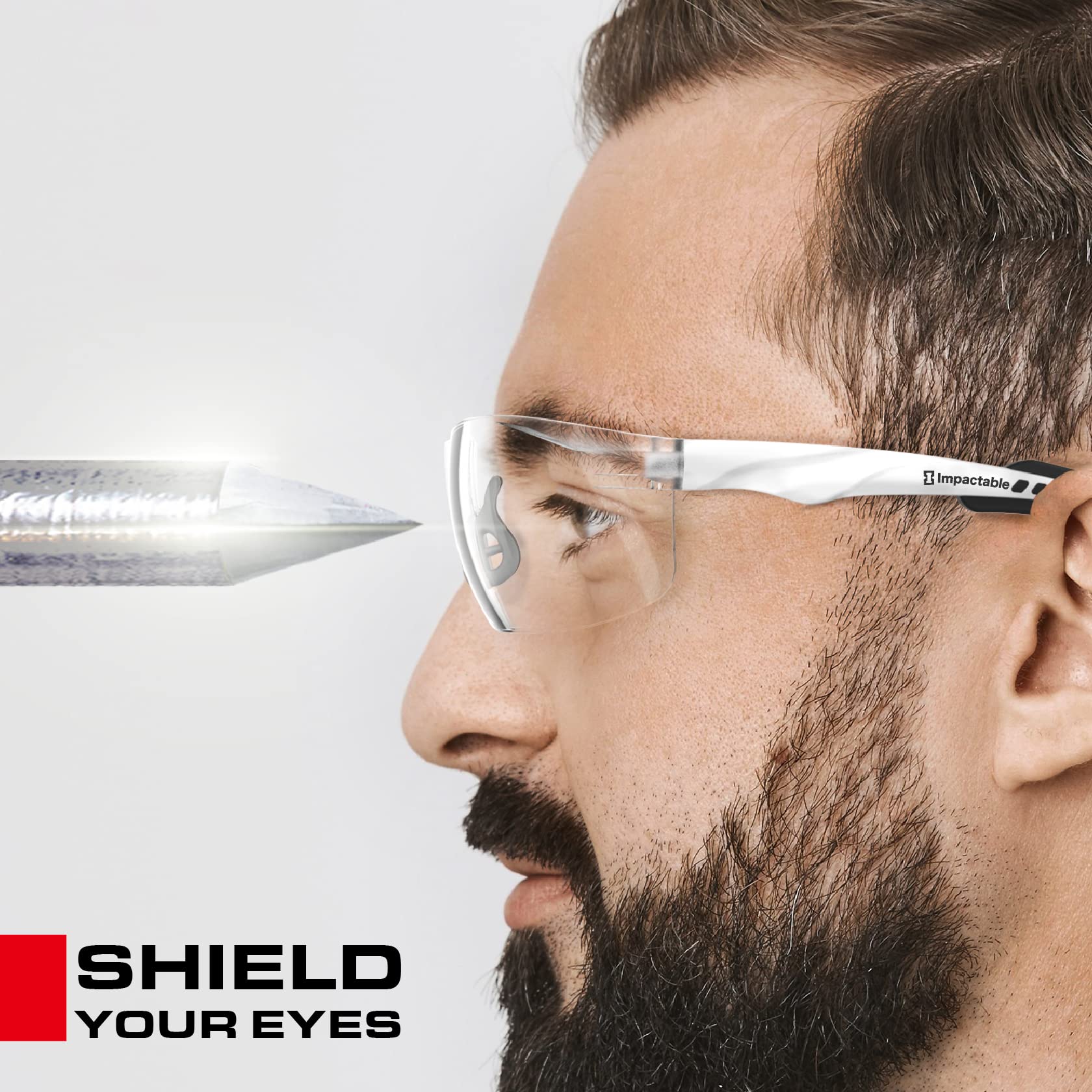 ANSI Z87.1 Schutzbrille, Anti-Beschlag, UV-stoßfest, kratzfest, für Augenschutz bei der Arbeit, Sport, Schießen, Pickleball, Racquetball, klare umlaufende Gläser, rutschfester Nasengriff, 1