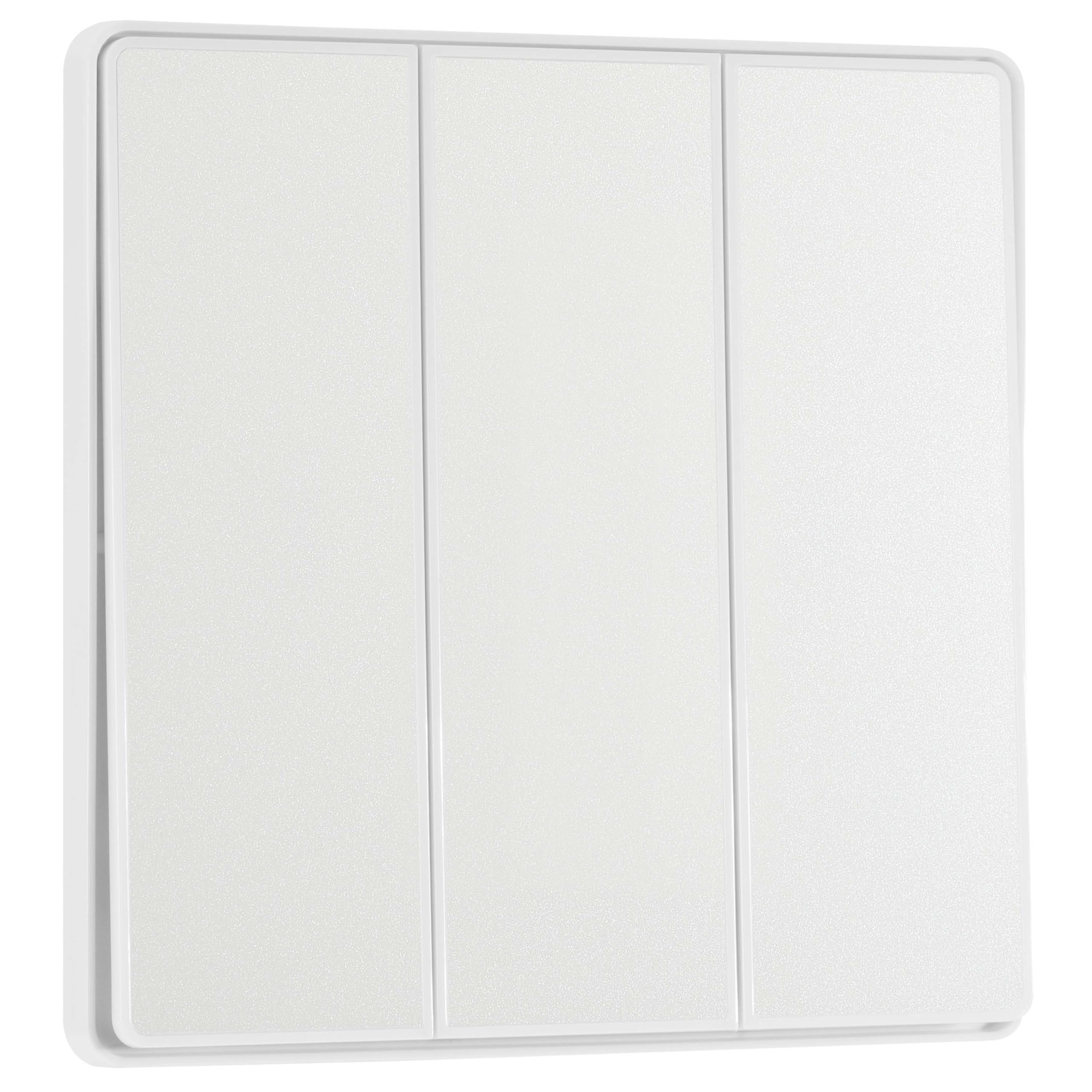 BG Electrical Triple Wall Light Switch, 2-Way, Edge-to-Edge Rockers, Screwless Appearance, Round Edges, Evolve, Pearlescent White, 20A, 16AX, PCDCL43EW