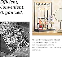 Vista 7 de Organizador de joyas, organizador de joyas con 36 organizadores de aretes y 10 soportes para collares, soporte para anillos de terciopelo y plato