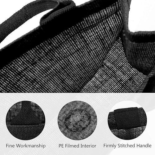 Miniatura 5 de Segarty Bolsas de mano, paquete de 3 bolsas grandes de yute de arpillera negra reutilizable, bolsa de regalo con asas, bolsa en blanco a granel para