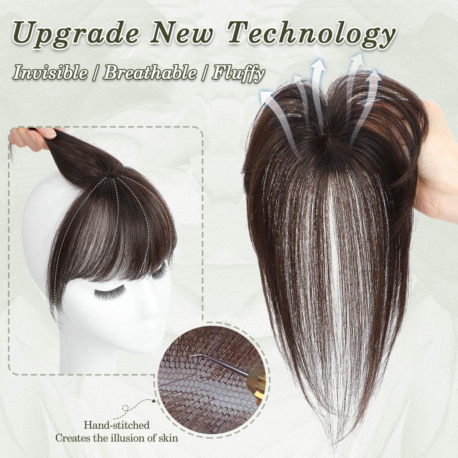 Flyroseing Dark Brown Clip in Fringe Human Hair, 360° Cover Clip in Bangs 100% Human Hair Hairpiece for Women Daily Use - Image 2