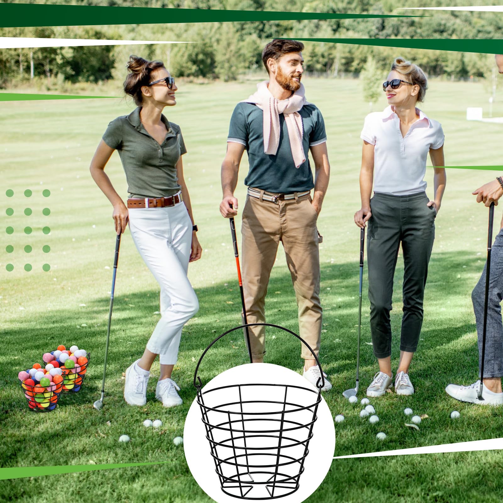Wettarn Metalldraht Golfballkorb mit Griff Edelstahl Golfkorb Golfballhalter Golfballbehälter für Sommer Golf Lagerung Praxis Zubehör, Schwarz