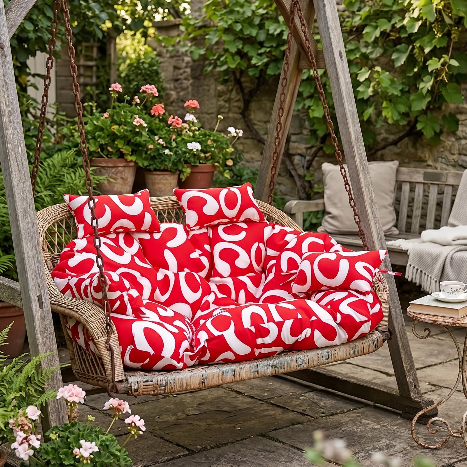 Extérieur Coussin Bain Soleil Coussin Balancelle pour Piscine, Plage, Patio, Jardin Red E,One Size