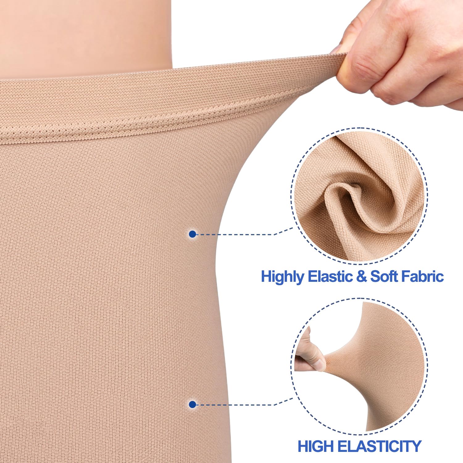 Medias de compresión, pantalones de compresión largos (sin pie, médicos) 20-30 mmHg Clase 2 – Calcetines de apoyo para mujeres y hombres contra venas varicosas, edemas, TVT, venas de malla