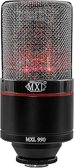 MXL 990 Condenser Microphone for Podcasting, Singing, Home Studio Recording, Gaming & Streaming | Red LED lights | XLR | Large Diaphragm (Blaze)
