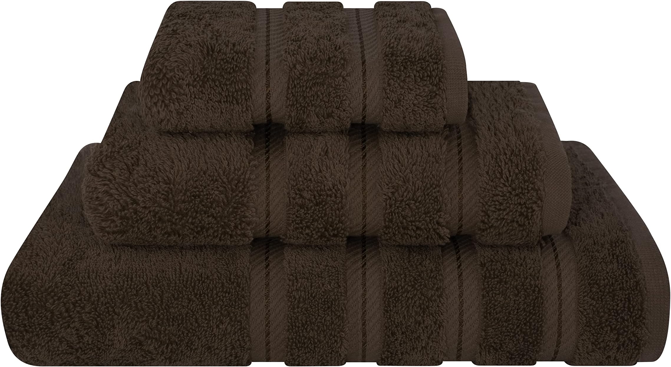 American Soft Linen, Luxurious & Complete Set of 3 Piece Towel Set for Kitchen and Bathroom, Cotton for Maximum Softness and Absorbency, Chocolate Brown