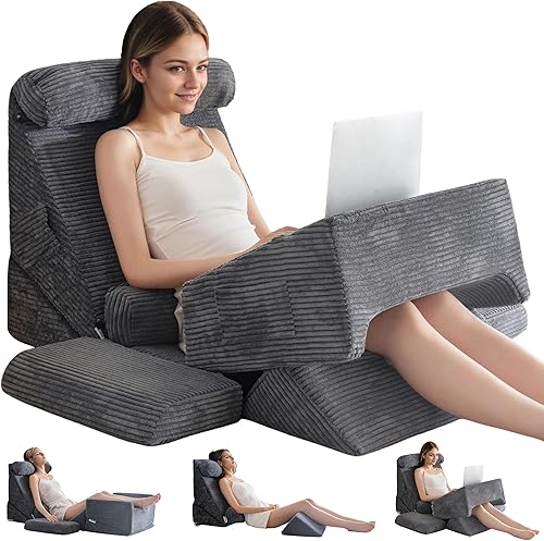 HIGOGOGO Juego de 10 almohadas ortopédicas de cuña para cama, posicionadores corporales de espuma suave ajustables para recuperación después de la