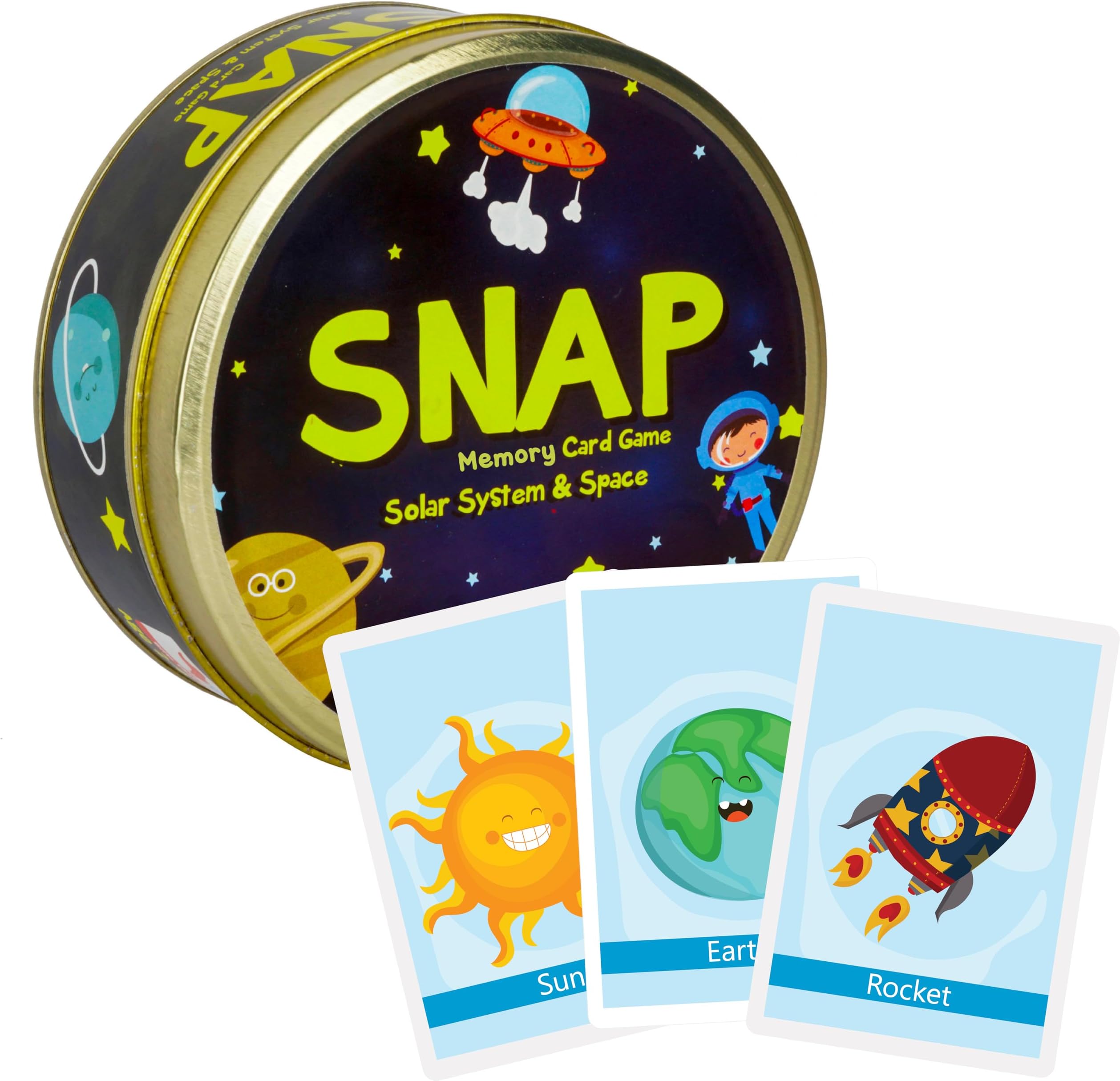 CocoMoco Kids SNAP 3 in 1 Solar System Flash Cards, Memory Game, Matching Game for Kids, Brain Games for Toddlers 2-6 yrs Birthday Return Gifts for Boys Girls
