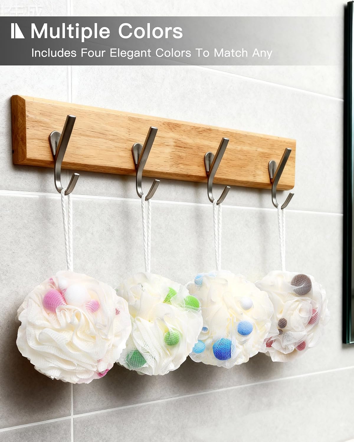 Loofah Sponge, 50g Loofah Exfoliating Body Scrubber, Dense Mesh Exfoliating Sponges with Tight Knot Design, Gentle and Durable Bath Poufs for Rich Foam & Deep Cleansing (4 Pack-1) - Image 3