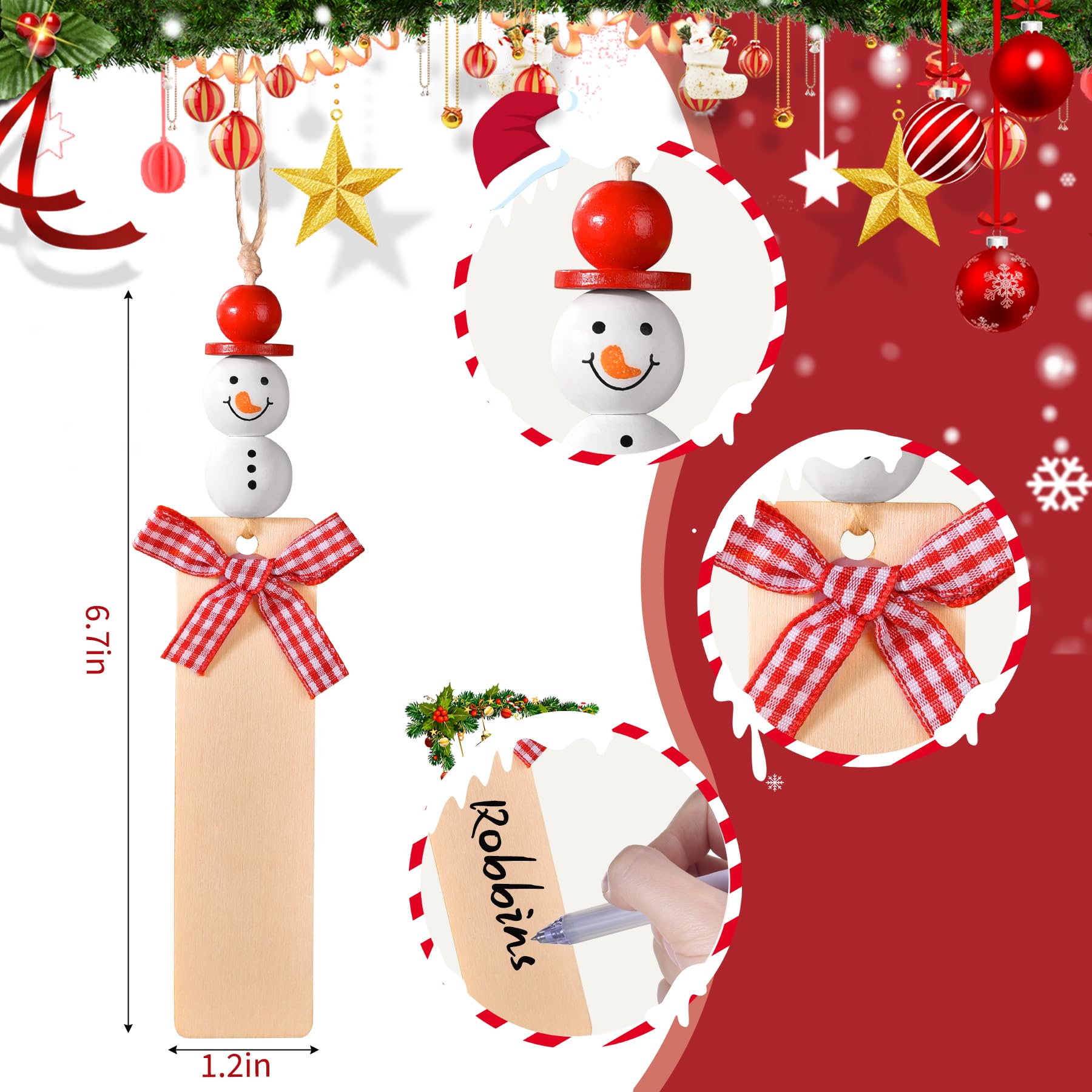 Paquete de 4 medias de Navidad personalizadas con etiquetas de muñeco de nieve, juego de 4 medias familiares con nombre personalizado para Navidad, medias de Navidad de punto trenzado grandes de 18