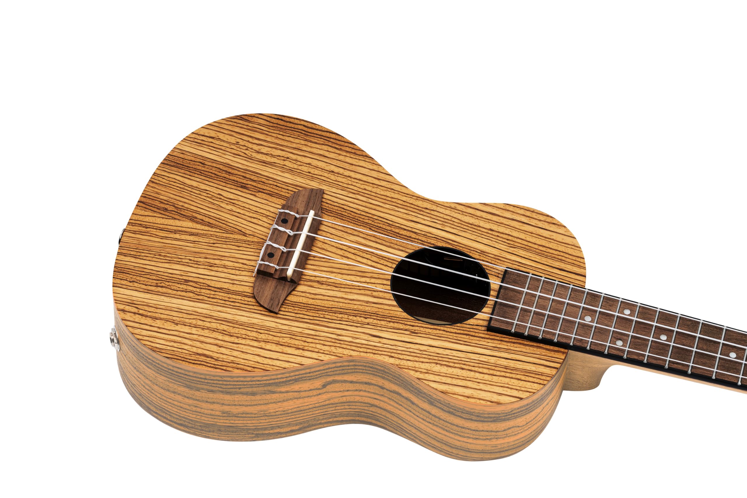 Ortega Guitars Konzert Ukulele Elektro-Akustisch – Timber Series – Inklusive Gigbag – Zebrano, Natur (RFU11ZE)