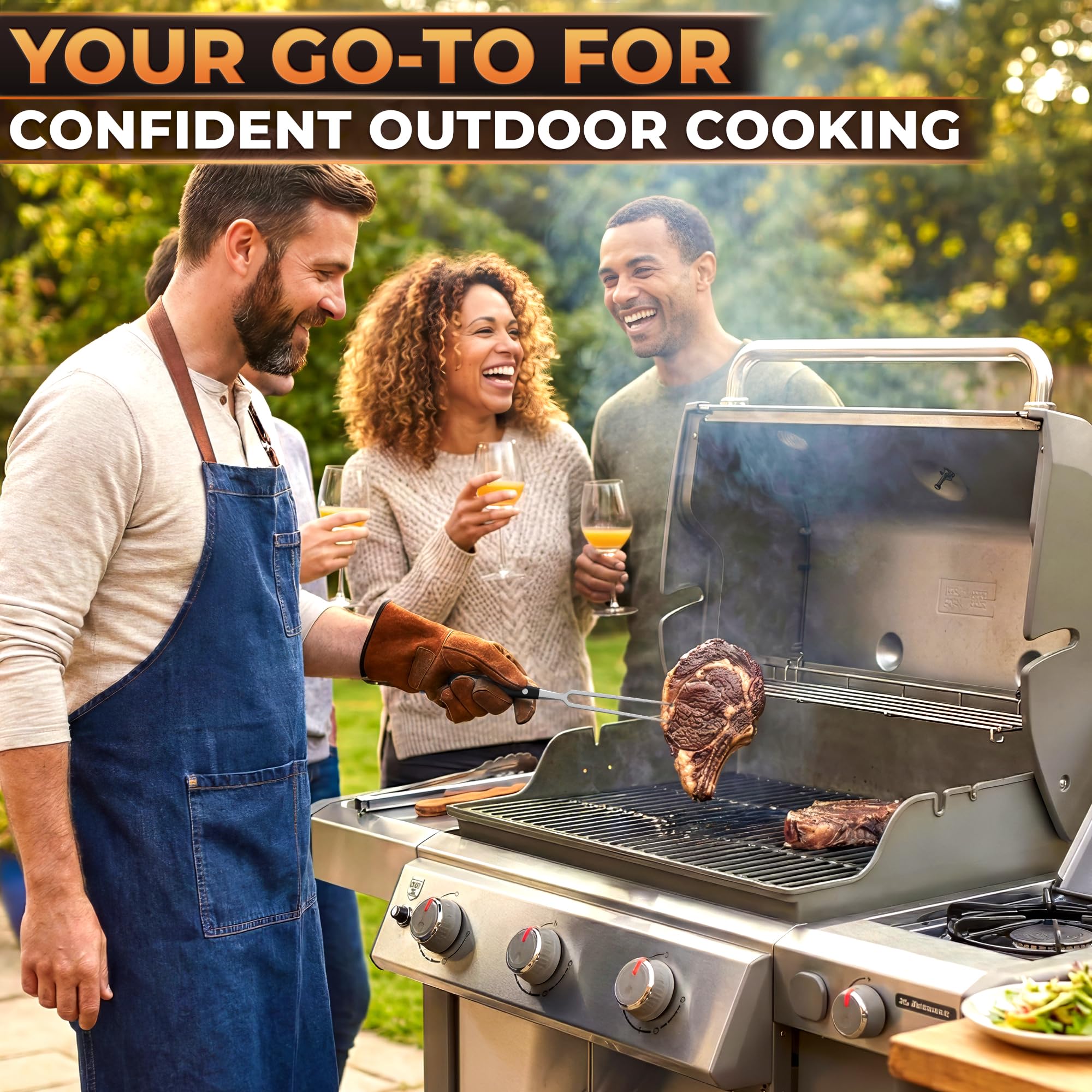 2 tenedores para trinchar carne, tenedor de carne de acero inoxidable con mango resistente al calor para asar, cocinar, servir, utensilios de tallado rectos y curvados fáciles de limpiar con diseño