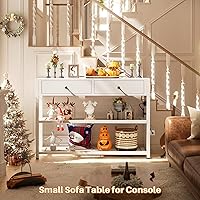 Vista 6 de Ecoprsio Entryway Table with Outlets and USB Ports, Console Table with 2 Drawers, Small Sofa Table with Storage Shelves for Living Room, Couch
