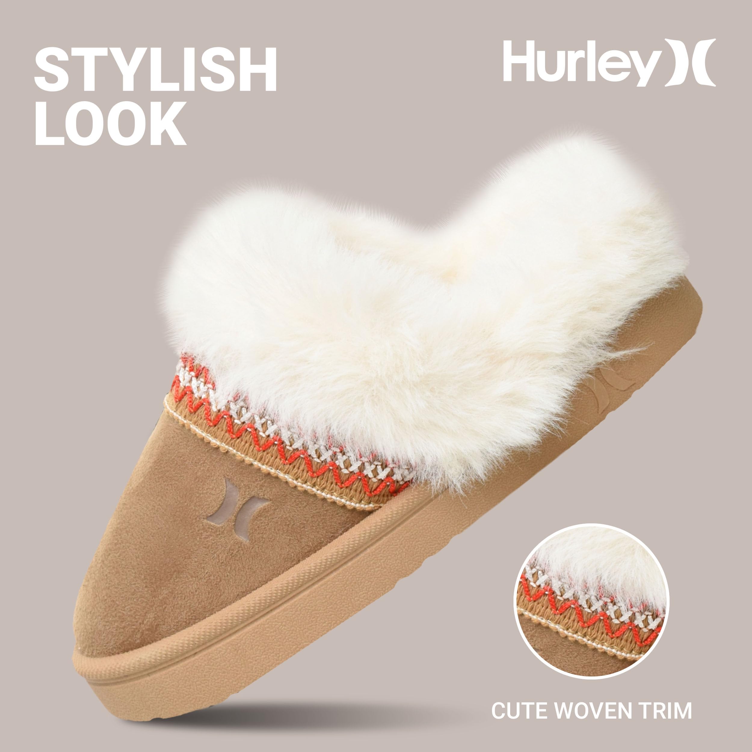 Hurley Kimmie - Pantofole comode per bambini e bambine, foderate in pelliccia sintetica, con suola interna ed esterna, per bambini piccoli e grandi