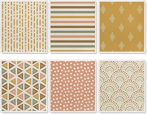 AnyDesign Paño de cocina sueco bohemio colorido patrón bohemio toalla de cocina de algodón absorbente reutilizable arcoíris paño de cocina para