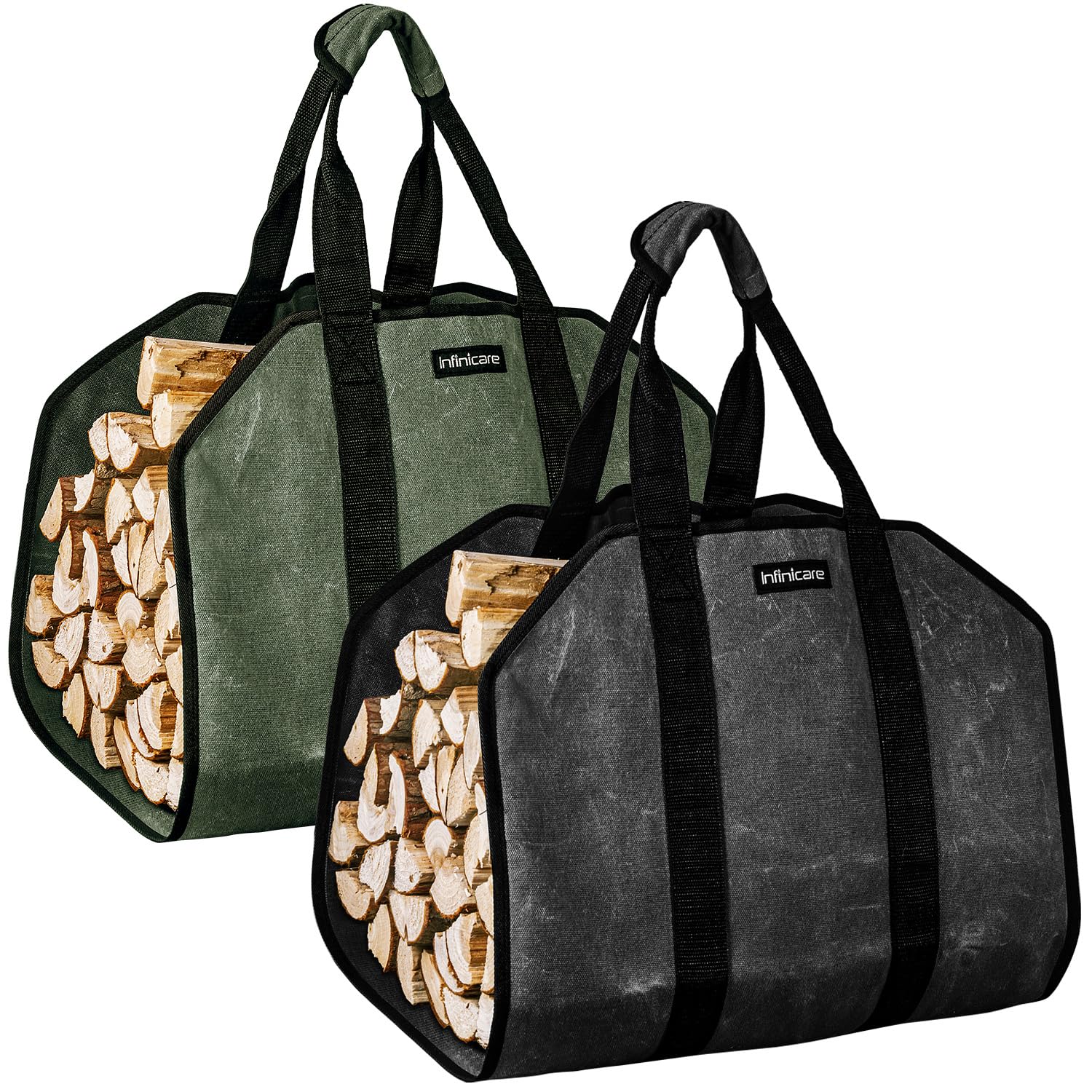 Amazon.com: Infinicare Firewood Carrier with Handles - 2pcs Heavy Duty ...