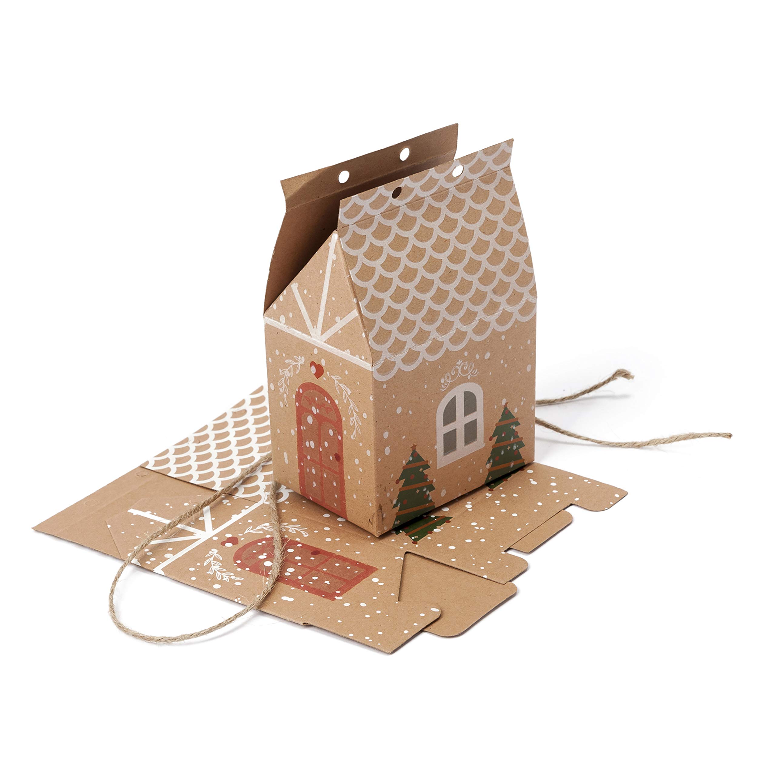 Mopec, min.25 Caja casita de Jengibre navideña 7x10,5x5cm Pack de 25, Beig, Talla única