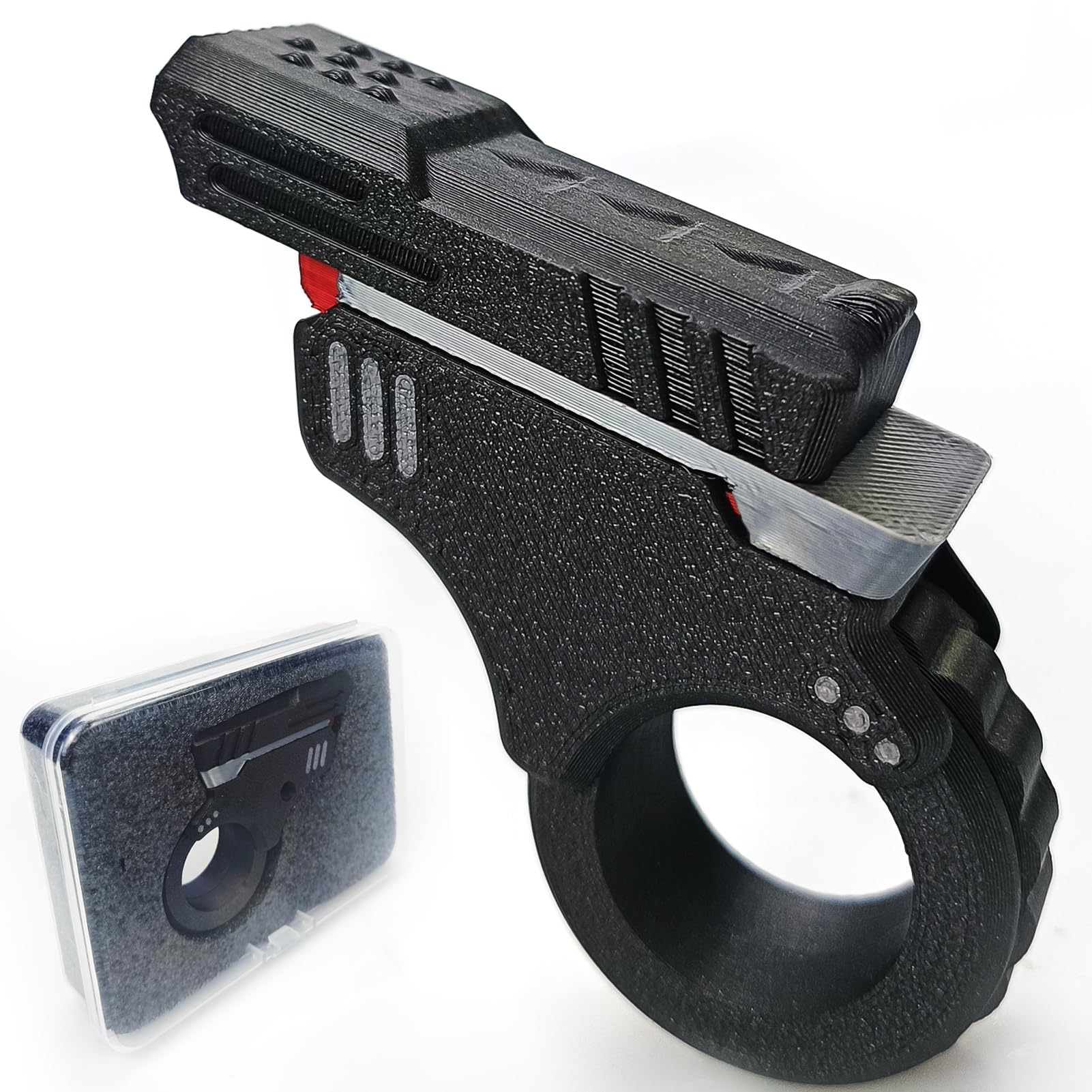 Fidget Gun Fidget Slider, Gun Fidget Toy Gun, 3D Printed Gun Fidget Toy Stress Relief Relax EDC Gyro Finger Toy Ring Fingertip Textured Fidget Spinner