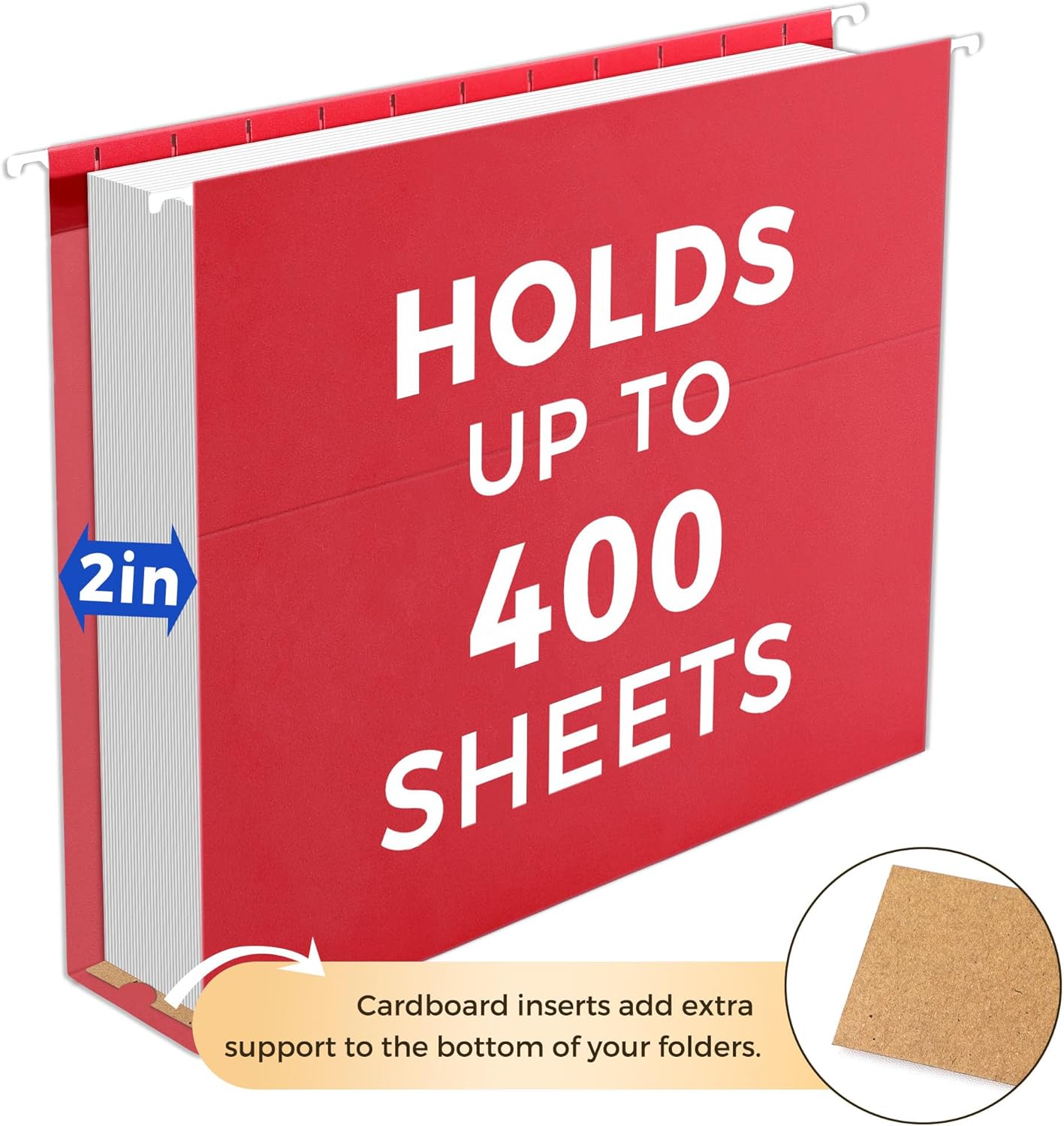 SUNEE Hanging File Folders Extra Capacity Assorted Colors, 25 Pack Letter Size File Folders with 1/5-cut Tabs, Heavy Duty 2 Inch Expansion, Stay Organized for Your Home and Office Bulk File